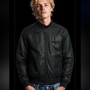 MEMBERS ONLY Vintage Black Racer Jacket Size 44L Size Small Long/Tall